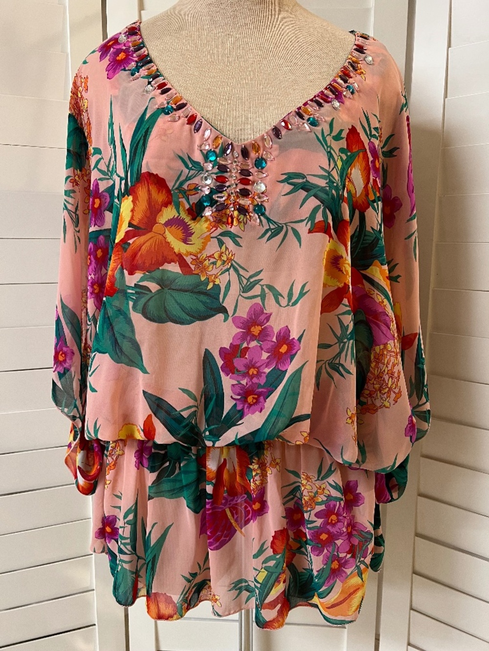 Victoria’s Secret Floral Jeweled Swimsuit Coverup M/L
